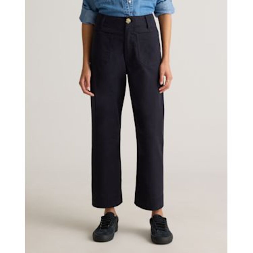 Quince Black Wide-Leg Cropped Pants